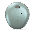 A small, blue, shiny object with a hole in the center. AI generated content