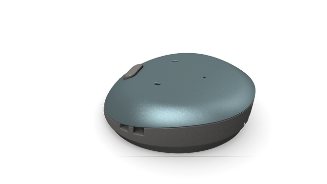 A blue object with a hole in the middle is displayed in a white background. AI generated content