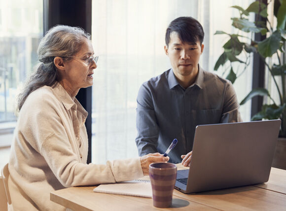 Man and woman in discussion