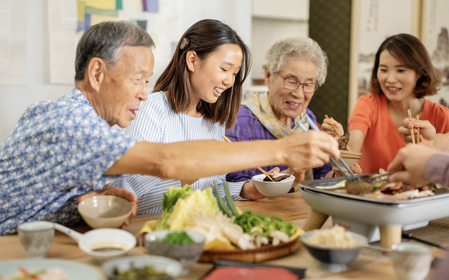 Family having lunch
